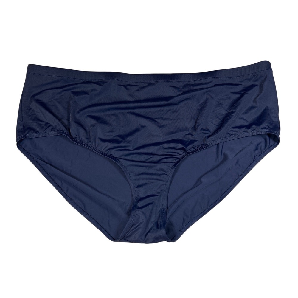 Womens Navy Blue High Waisted Bikini Bottoms Full Coverage Swim Briefs Plus Size